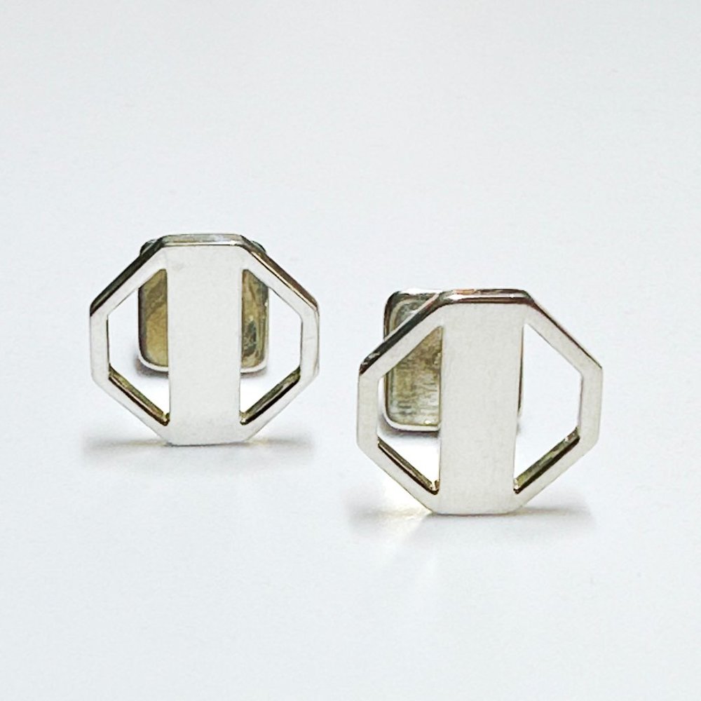 Authentic Rare Tiffany & Co. Paloma Picasso Zellige Silver Cuff Links Cufflinks